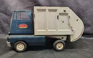 Tonka USA Blue & White Mini Garbage Truck 5.5" Long Pressed Steel 1970s Vintage